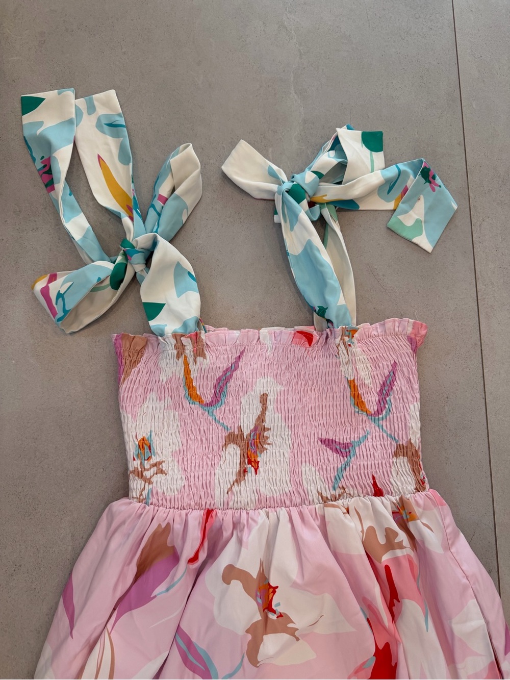 NWOT Floral Smocked Tie-Strap Maxi Dress - Picture 4 of 5